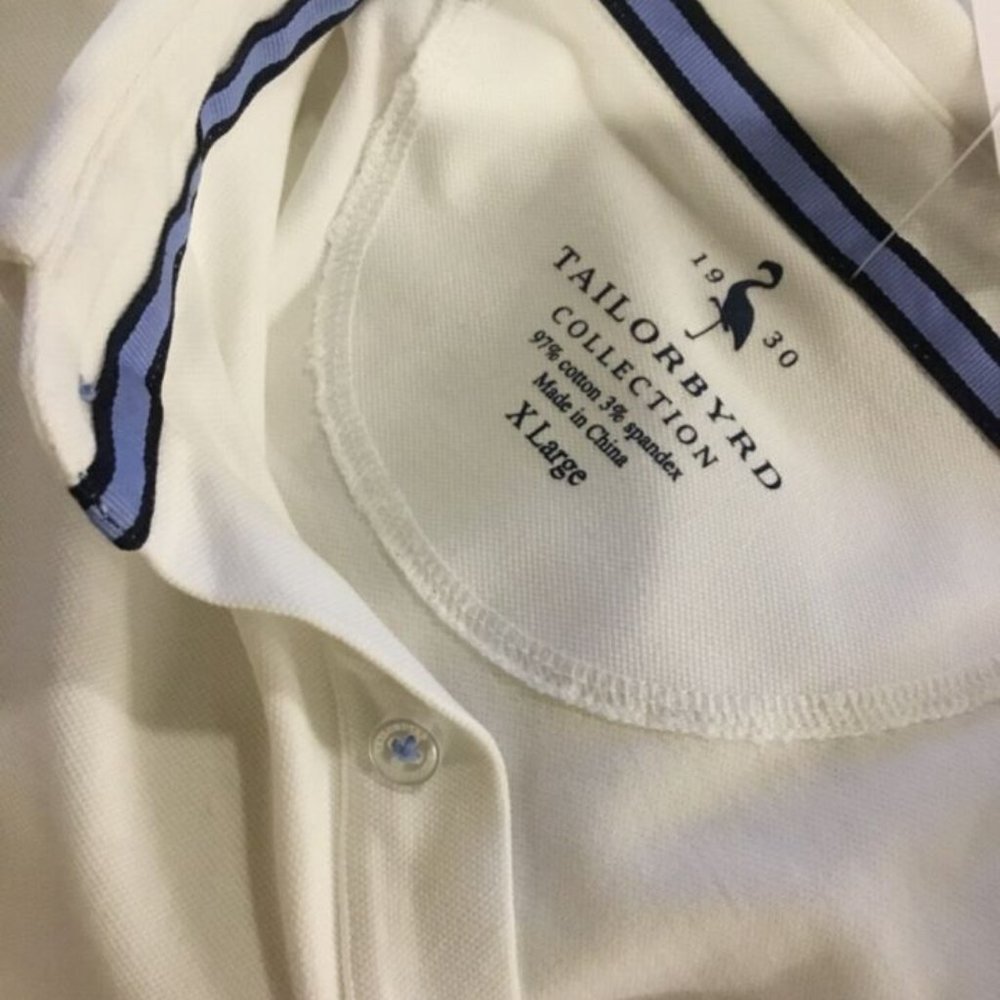 Tailorbyrd Collection White Polo Collared Large Men’s Cotton / Spandex Soft XL